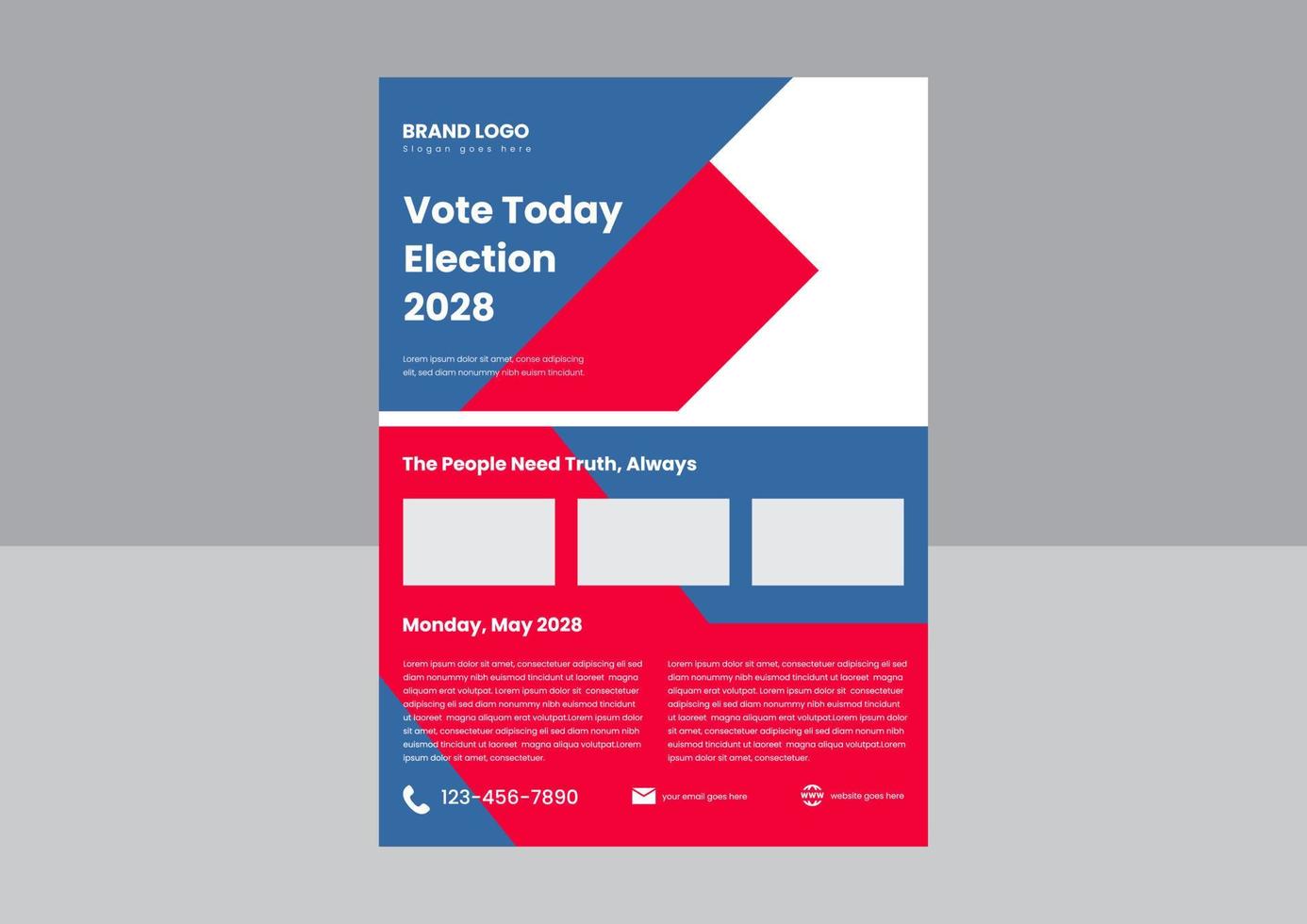vote modelo de design de cartaz de panfleto. vote em um modelo de design de folheto de pôster futuro melhor. voto evento flyer design ilustração vetorial. vetor