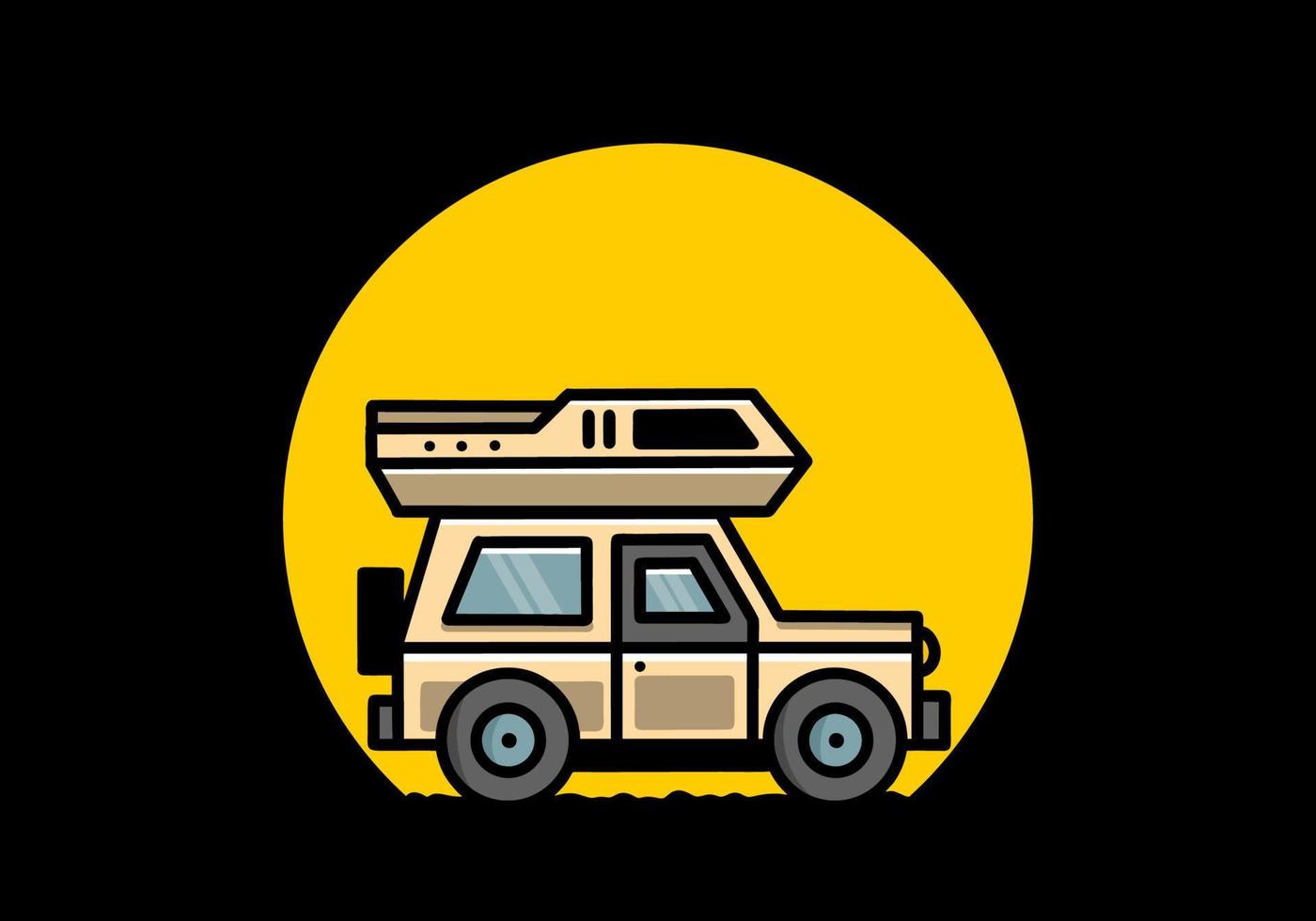 design de distintivo de ilustração de acampamento de carro de veículo off-road vetor