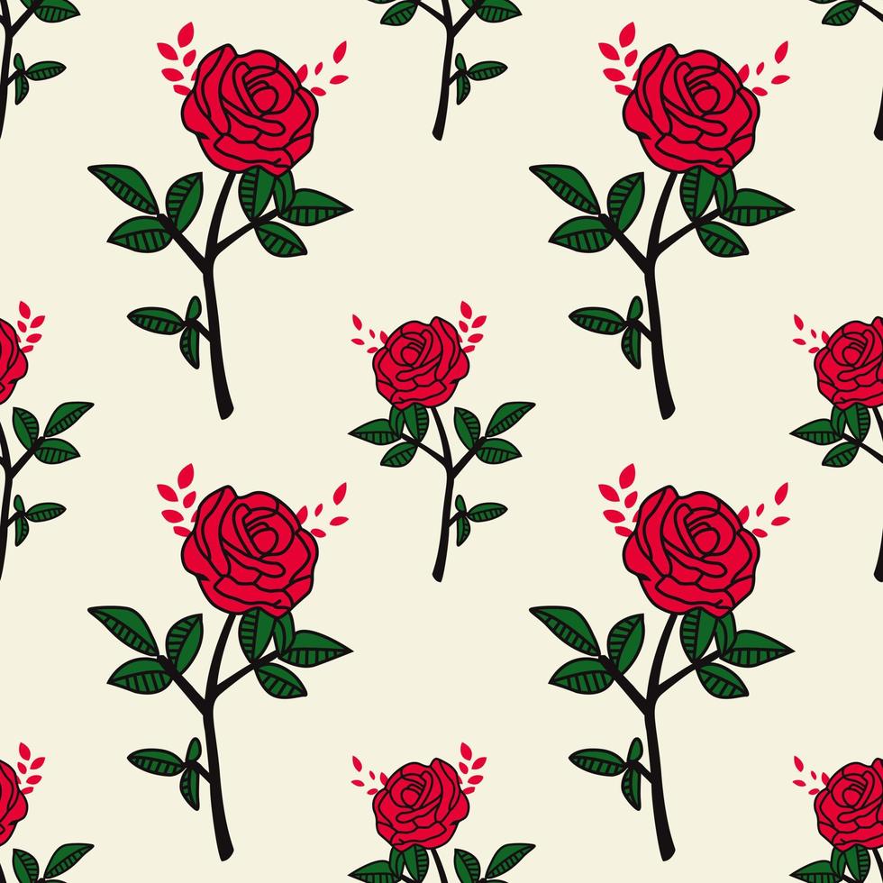 rosa vermelha floral sem costura ilustração vetorial de fundo. design para uso em todo o pano de fundo de papel de embrulho de impressão de tecido têxtil e outros. vetor