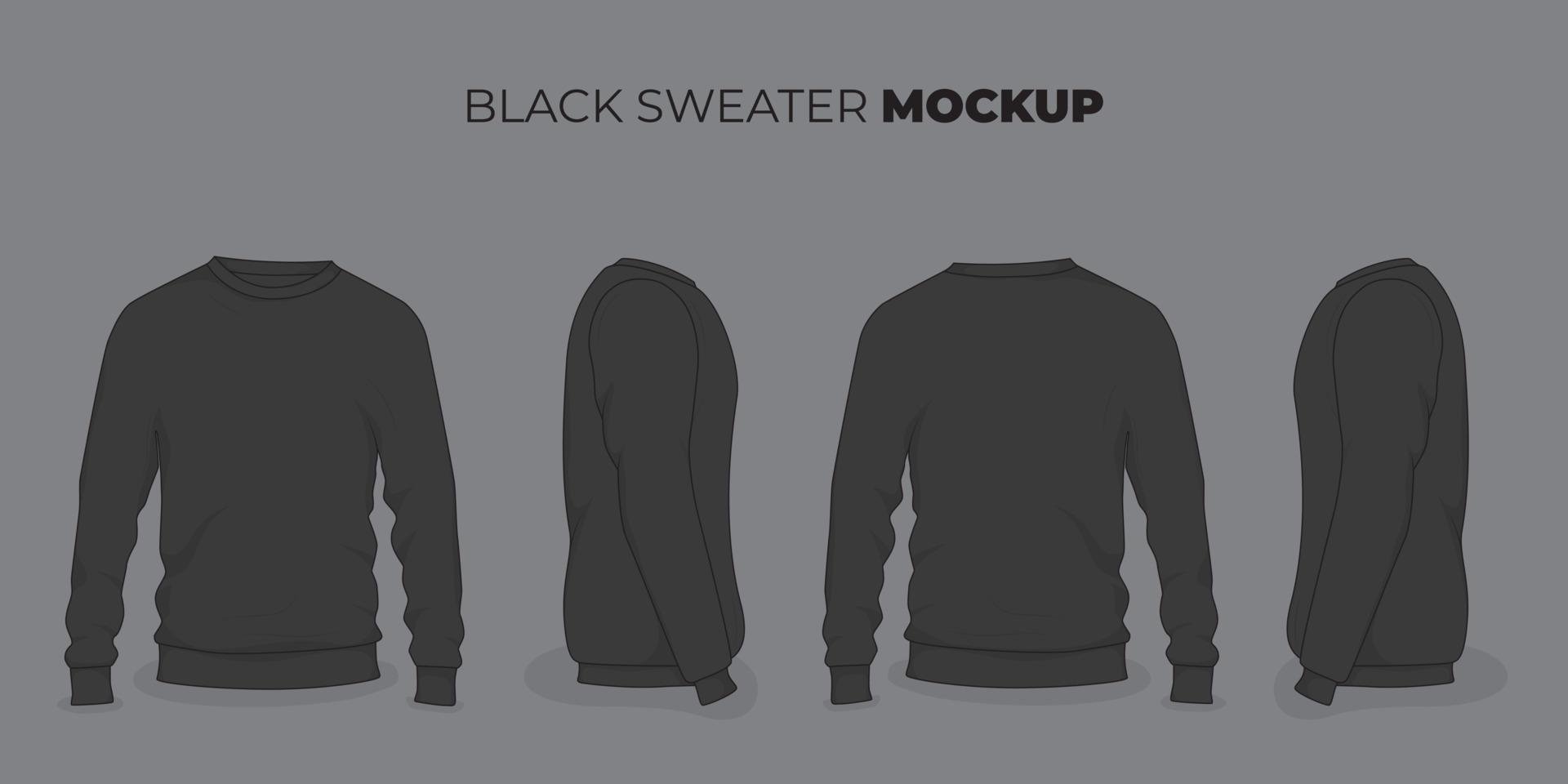 conjunto de maquete de suéter em design de conceito preto para design de apresentação de produtos de suéter vetor