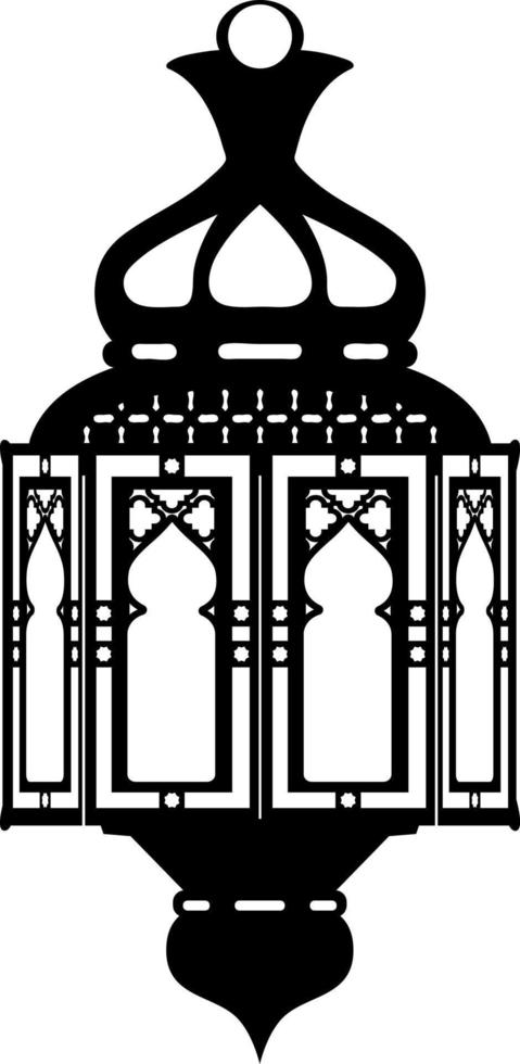 lâmpadas árabes ramadã, decoração islâmica, ilustração de silhueta de contorno vetorial. ilustração vetorial de corte de papel com lâmpada de halloween vetor
