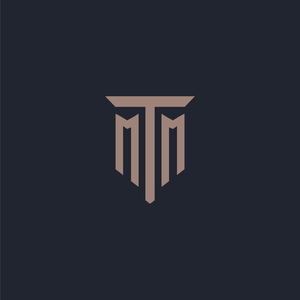 mm monograma de logotipo inicial com design de ícone de pilar vetor