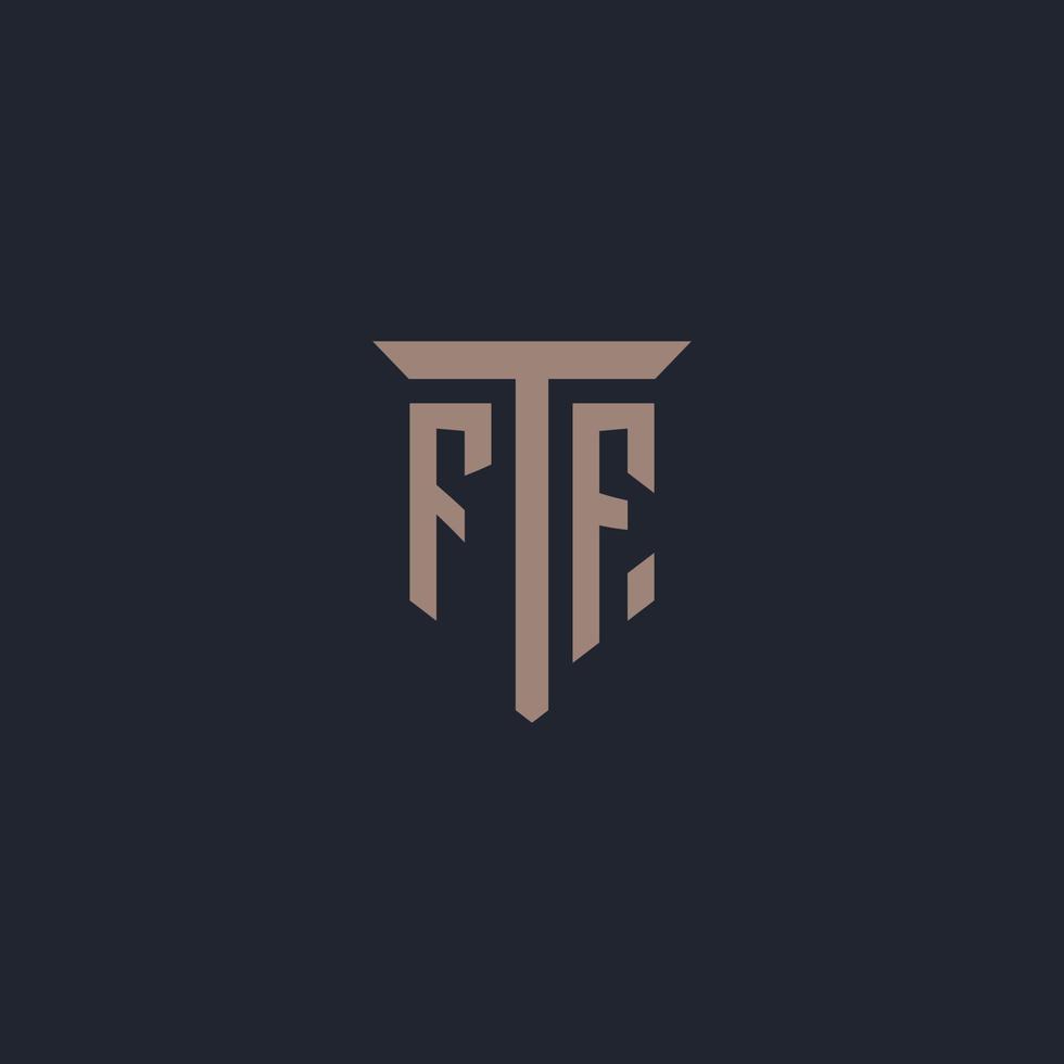 ff monograma de logotipo inicial com design de ícone de pilar vetor