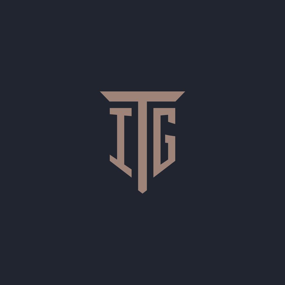 ig monograma de logotipo inicial com design de ícone de pilar vetor