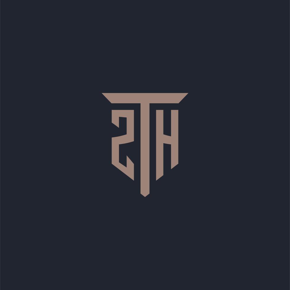 zh monograma de logotipo inicial com design de ícone de pilar vetor