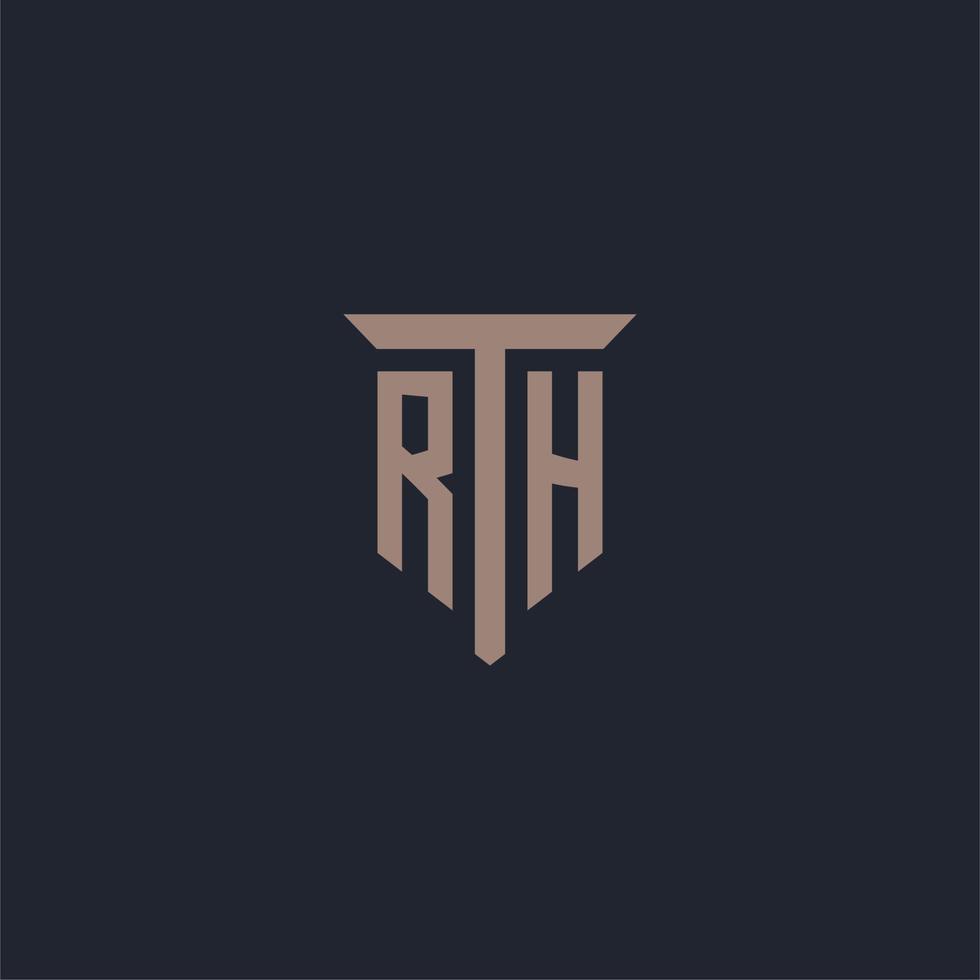 rh monograma de logotipo inicial com design de ícone de pilar vetor