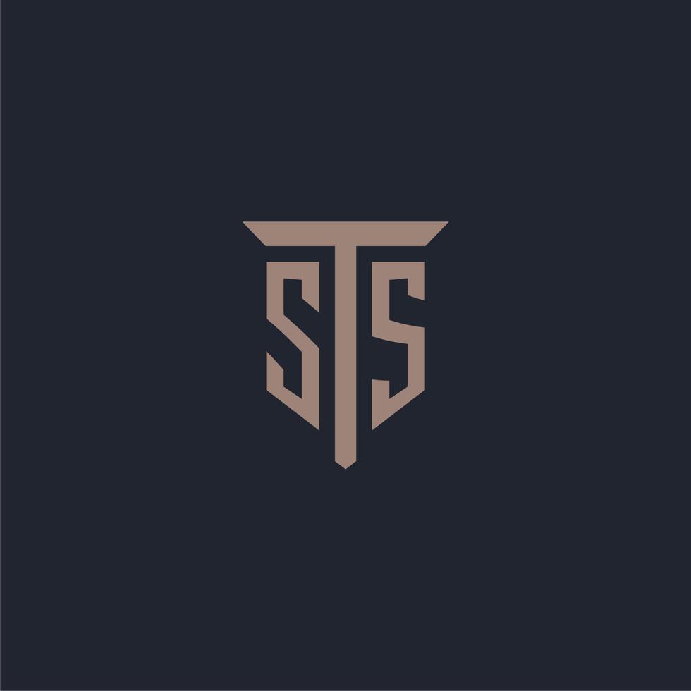 ss monograma de logotipo inicial com design de ícone de pilar vetor