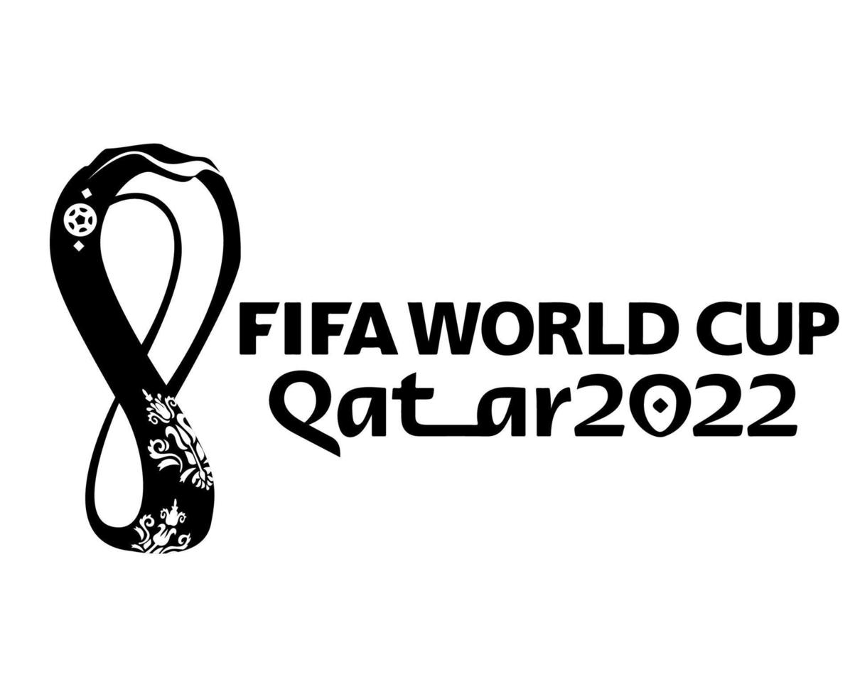 mondial fifa world cup qatar 2022 logotipo oficial campeão preto símbolo design ilustração abstrata vetorial com fundo branco vetor