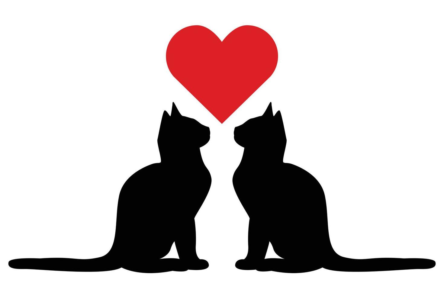 gatos com ilustração vetorial de símbolo de amor de coração vetor
