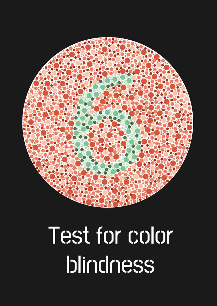 teste ishihara para daltonismo. teste daltônico. verde número 6 para daltônicos. deficiência visual. ilustração vetorial. vetor