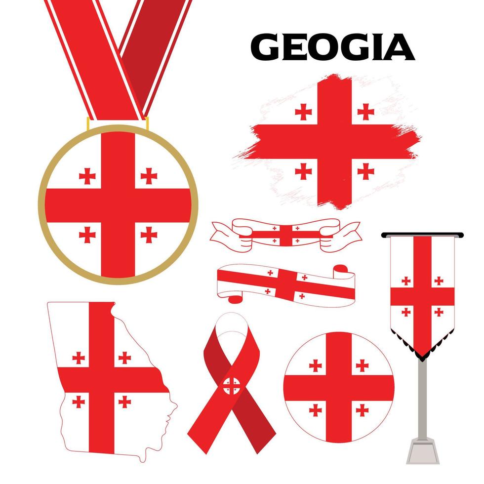 coleção de elementos com o modelo de design da bandeira da geórgia vetor