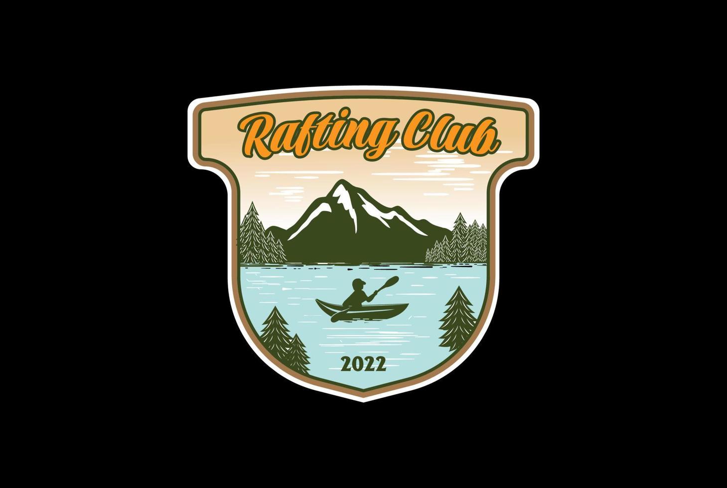 aventura ao ar livre rafting caiaque canoa camiseta design de logotipo vetor