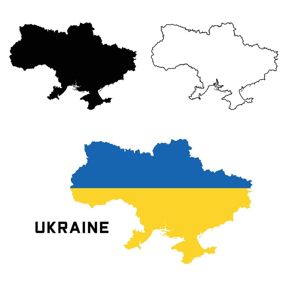 conjunto de mapa da ucrânia na europa em fundo branco vetor