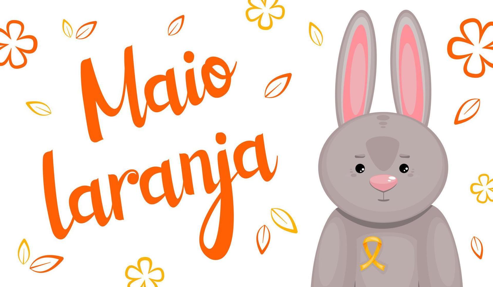 maio laranja campanha contra a pesquisa da violência contra crianças. escrito em português. banner maio laranja com coelhinho. vetor