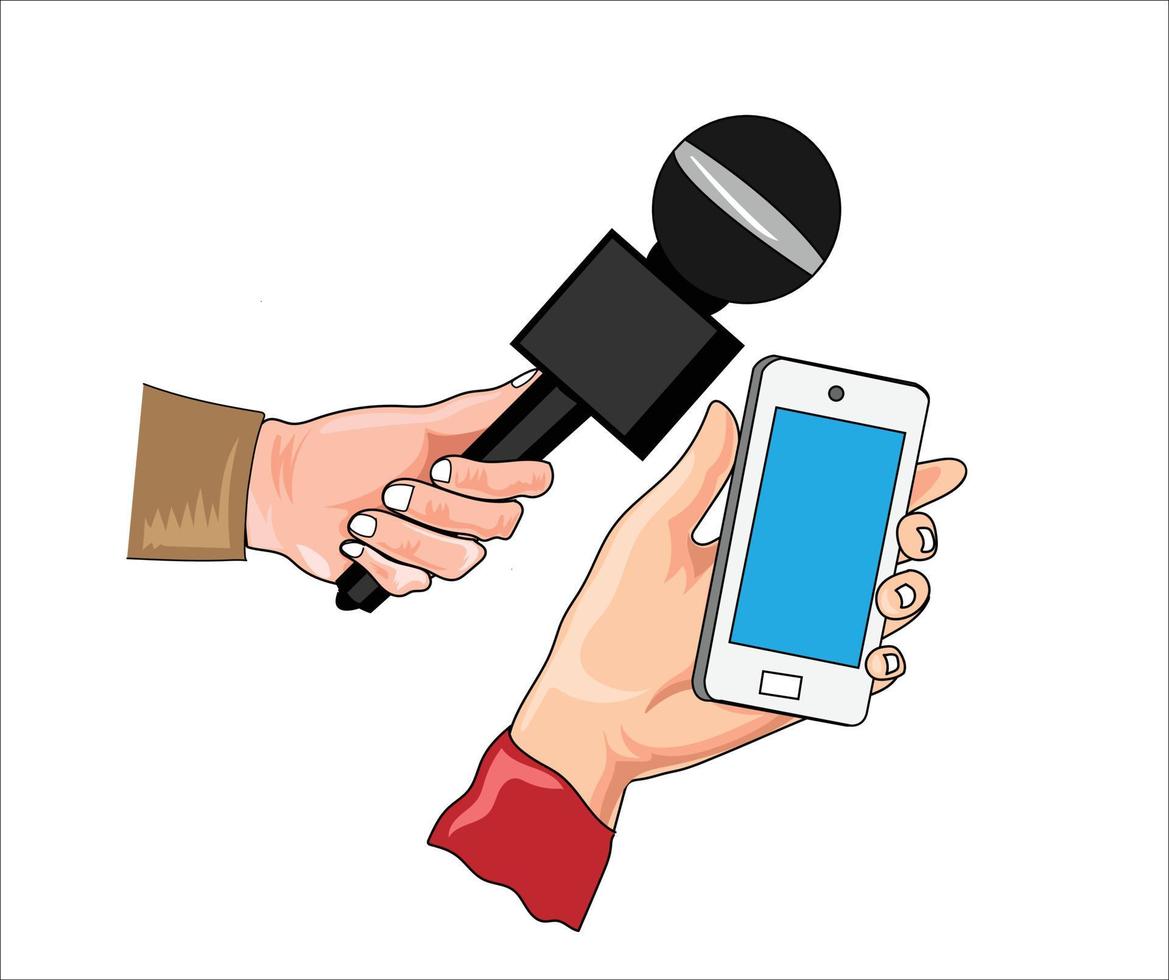 instrumentos de mídia móvel e microfone vetor