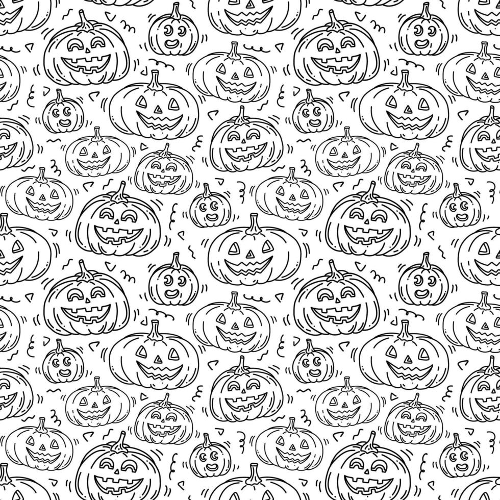 padrão de halloween com abóboras sorrindo vetor