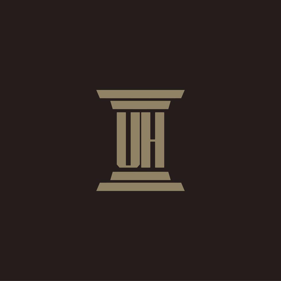uh logotipo inicial do monograma para escritório de advocacia com design de pilar vetor