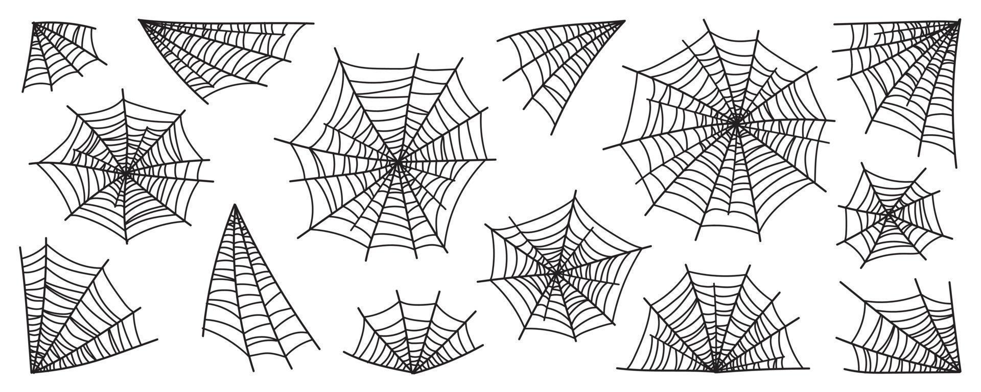 conjunto de teia de aranha e decoração de teia de aranha de halloween para design assustador de teia de aranha vetor