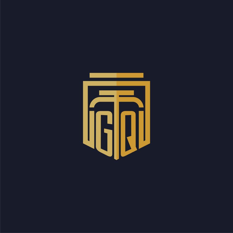 gq logotipo inicial do monograma elegante com design de estilo escudo para mural de parede jogos de escritório de advocacia vetor