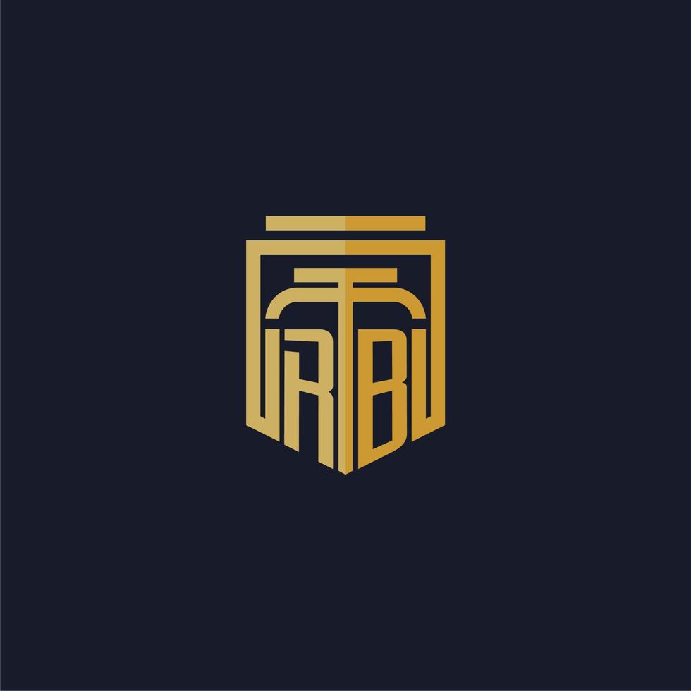 rb logotipo inicial do monograma elegante com design de estilo escudo para mural de parede jogos de escritório de advocacia vetor