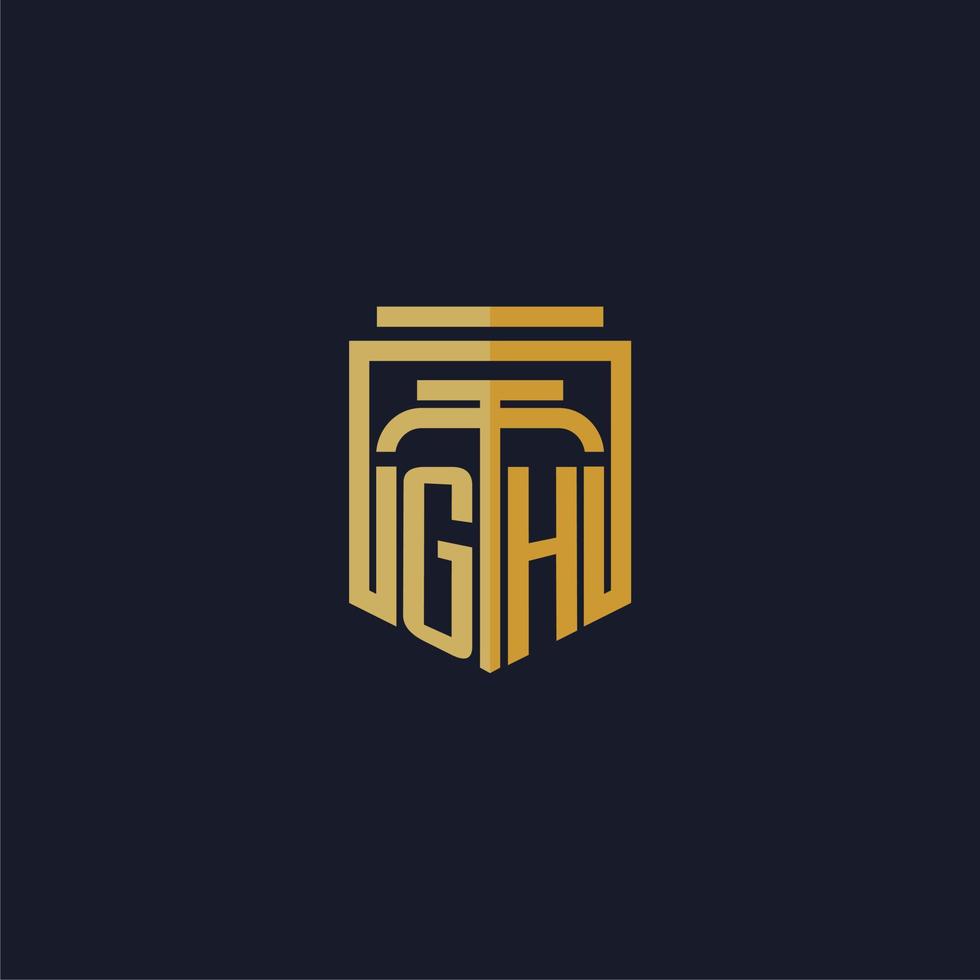 gh logotipo inicial do monograma elegante com design de estilo escudo para mural de parede jogos de escritório de advocacia vetor