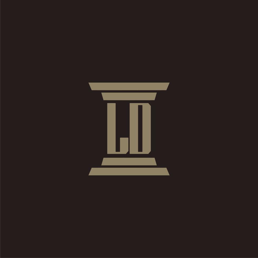 ld logotipo inicial do monograma para escritório de advocacia com design de pilar vetor