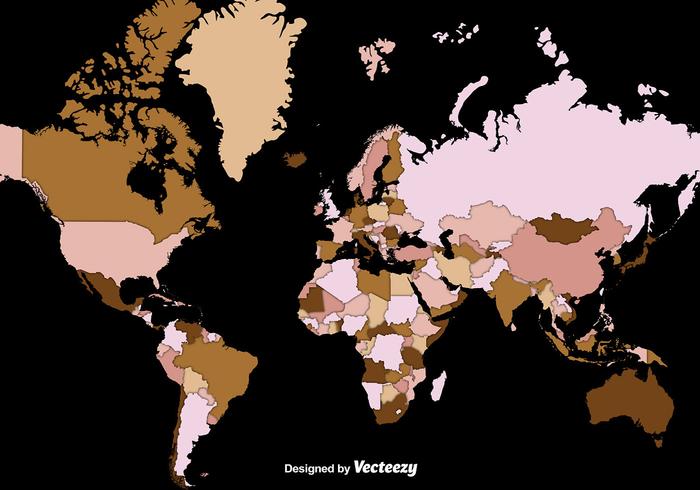 Mapa do mundo de alto detalhe do vetor