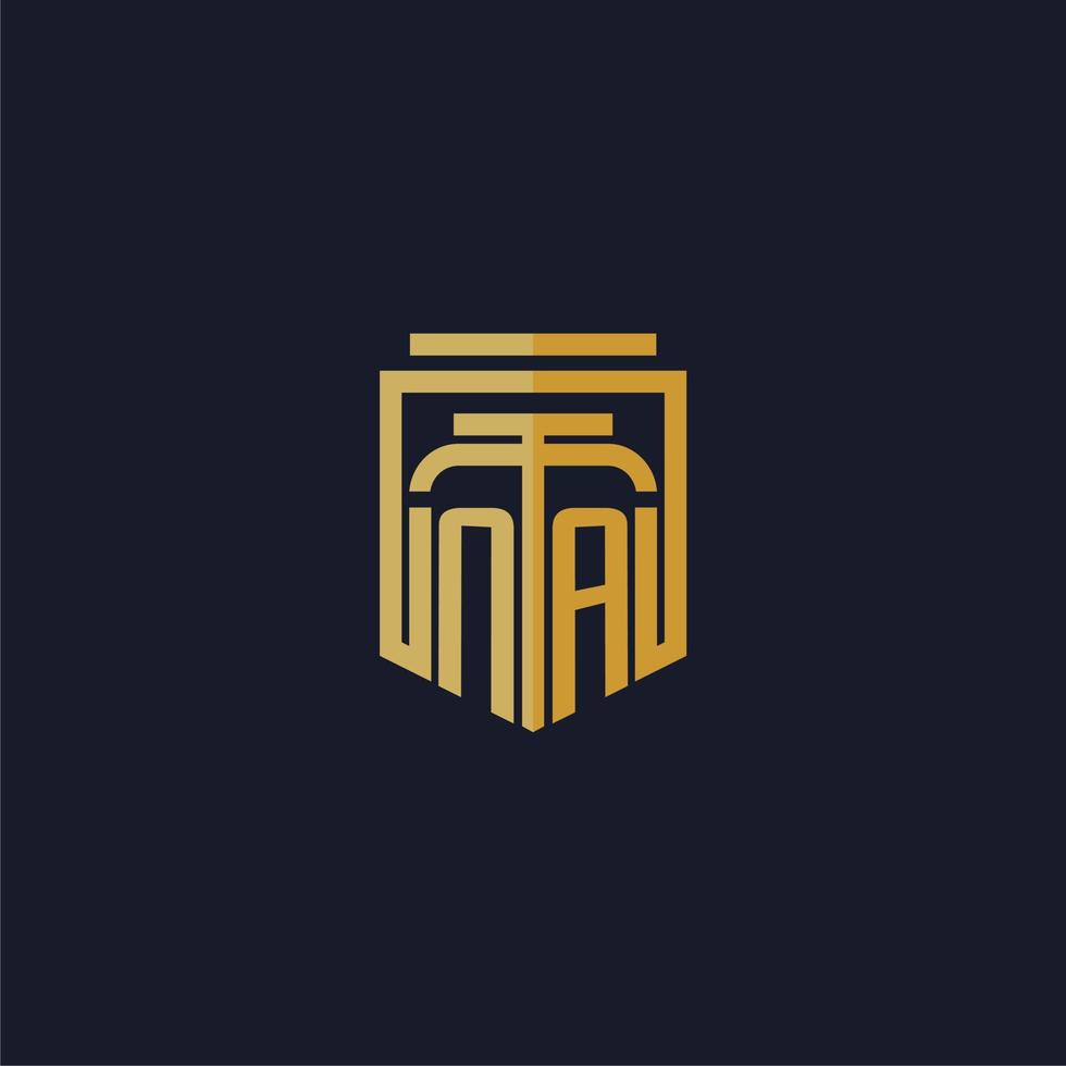 um logotipo inicial do monograma elegante com design de estilo de escudo para mural de parede para jogos de escritório de advocacia vetor