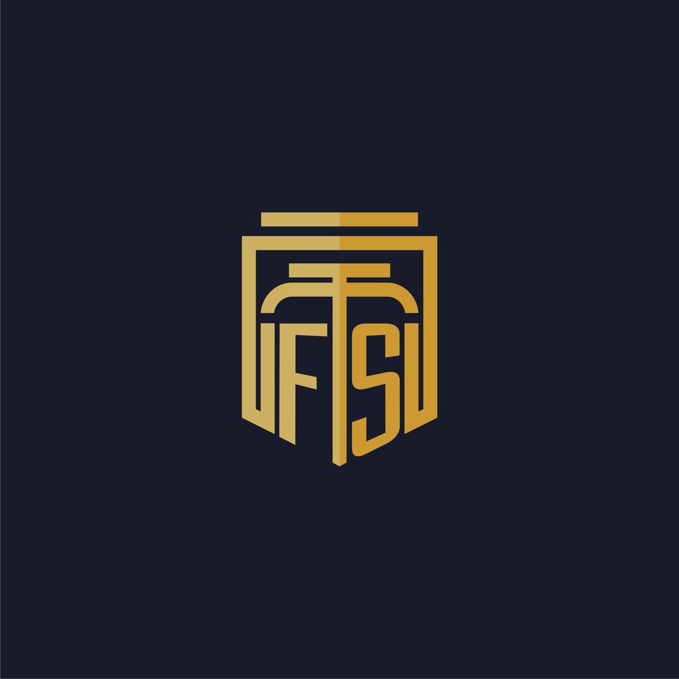 fs logotipo inicial do monograma elegante com design de estilo escudo para mural de parede jogos de escritório de advocacia vetor