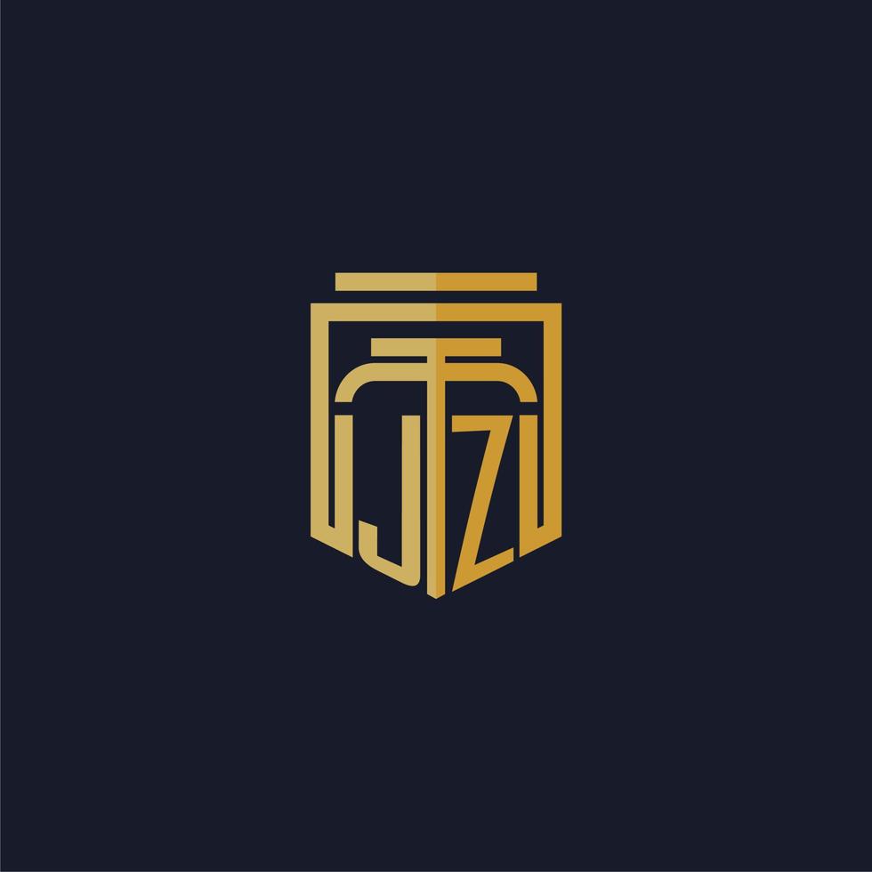 jz logotipo inicial do monograma elegante com design de estilo escudo para mural de parede jogos de escritório de advocacia vetor