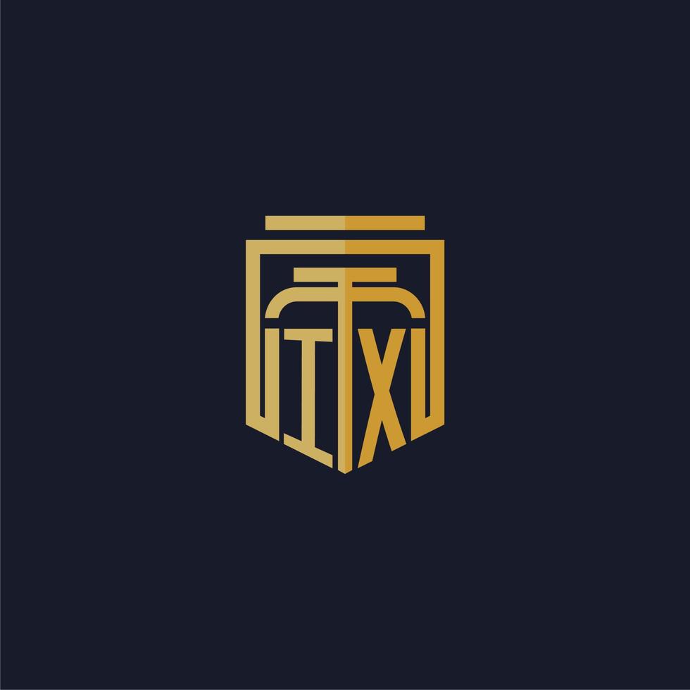 ix logotipo inicial do monograma elegante com design de estilo escudo para mural de parede para jogos de escritório de advocacia vetor