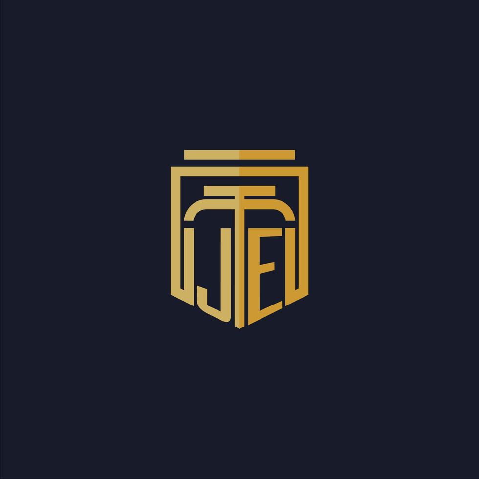 je logotipo inicial do monograma elegante com design de estilo escudo para mural de parede jogos de escritório de advocacia vetor