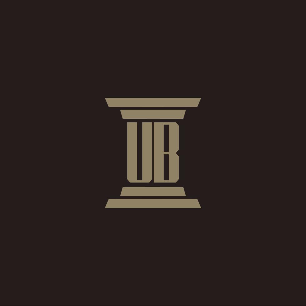 logotipo inicial do monograma ub para escritório de advocacia com design de pilar vetor
