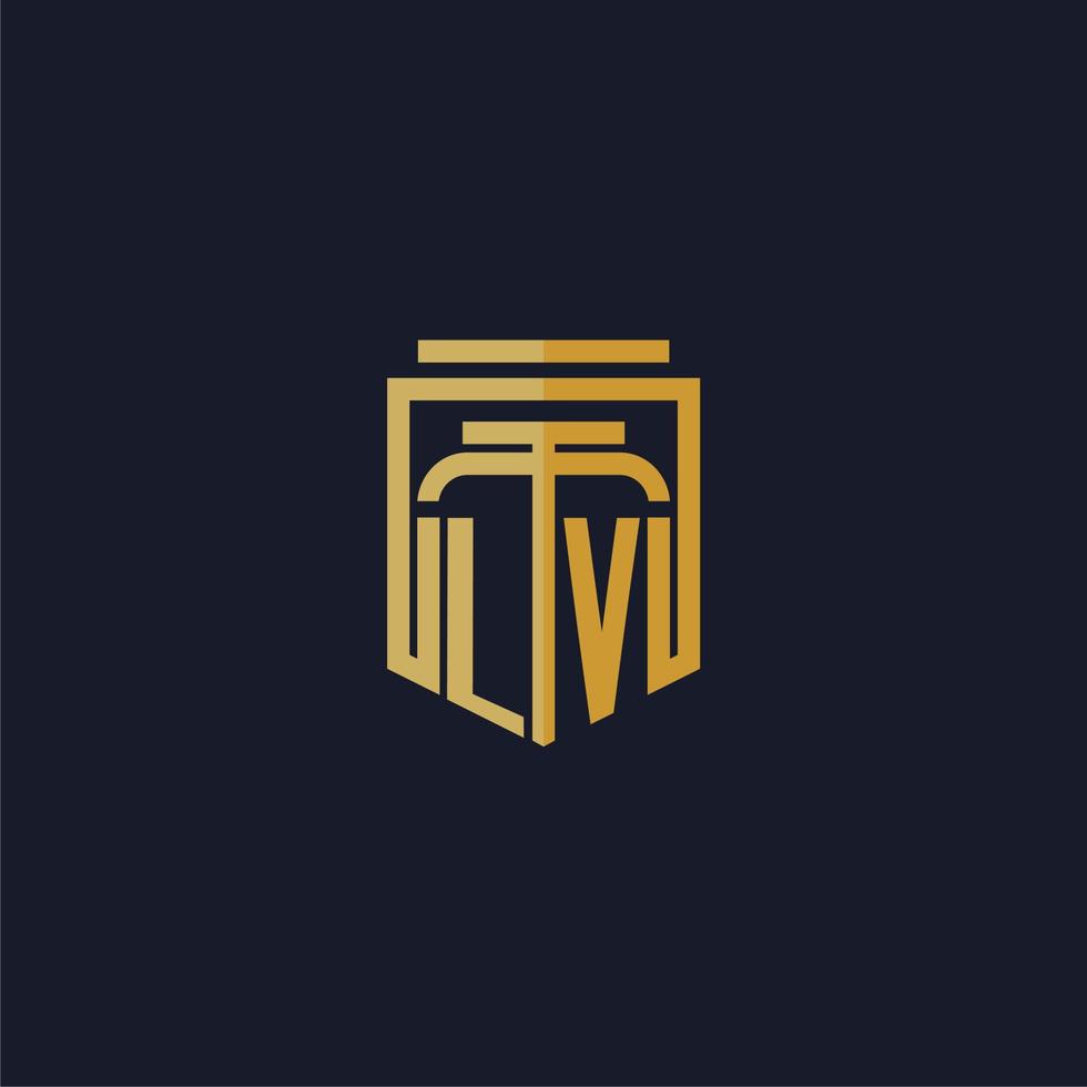 lv logotipo inicial do monograma elegante com design de estilo escudo para mural de parede jogos de escritório de advocacia vetor