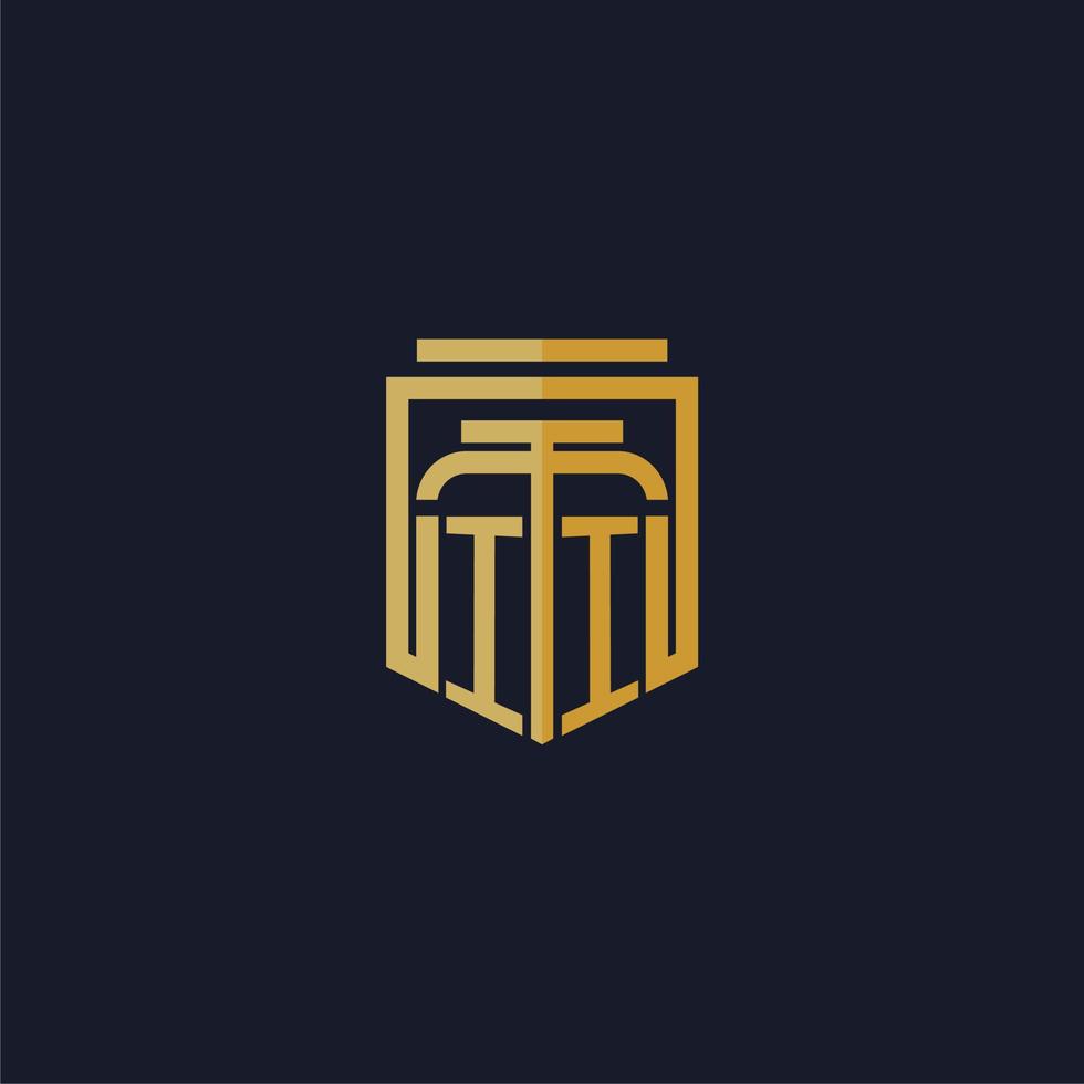 ii logotipo inicial do monograma elegante com design de estilo escudo para mural de parede para jogos de escritório de advocacia vetor