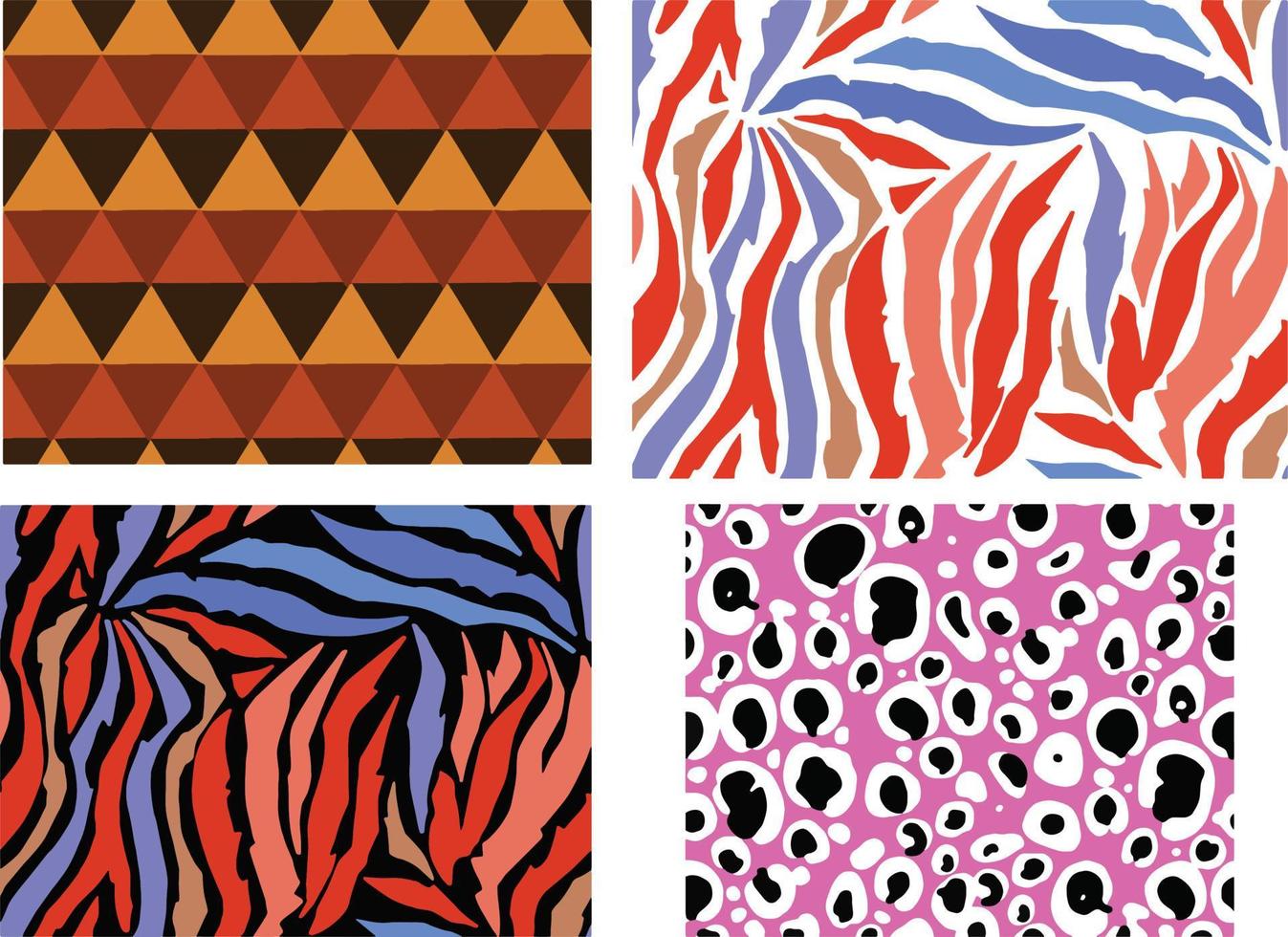 conjunto de estampas de pele de animal. linhas em quadrados coloridos. pinc, cinza e escuro. coleção em cores diferentes em estilo simples. ilustração. vetor