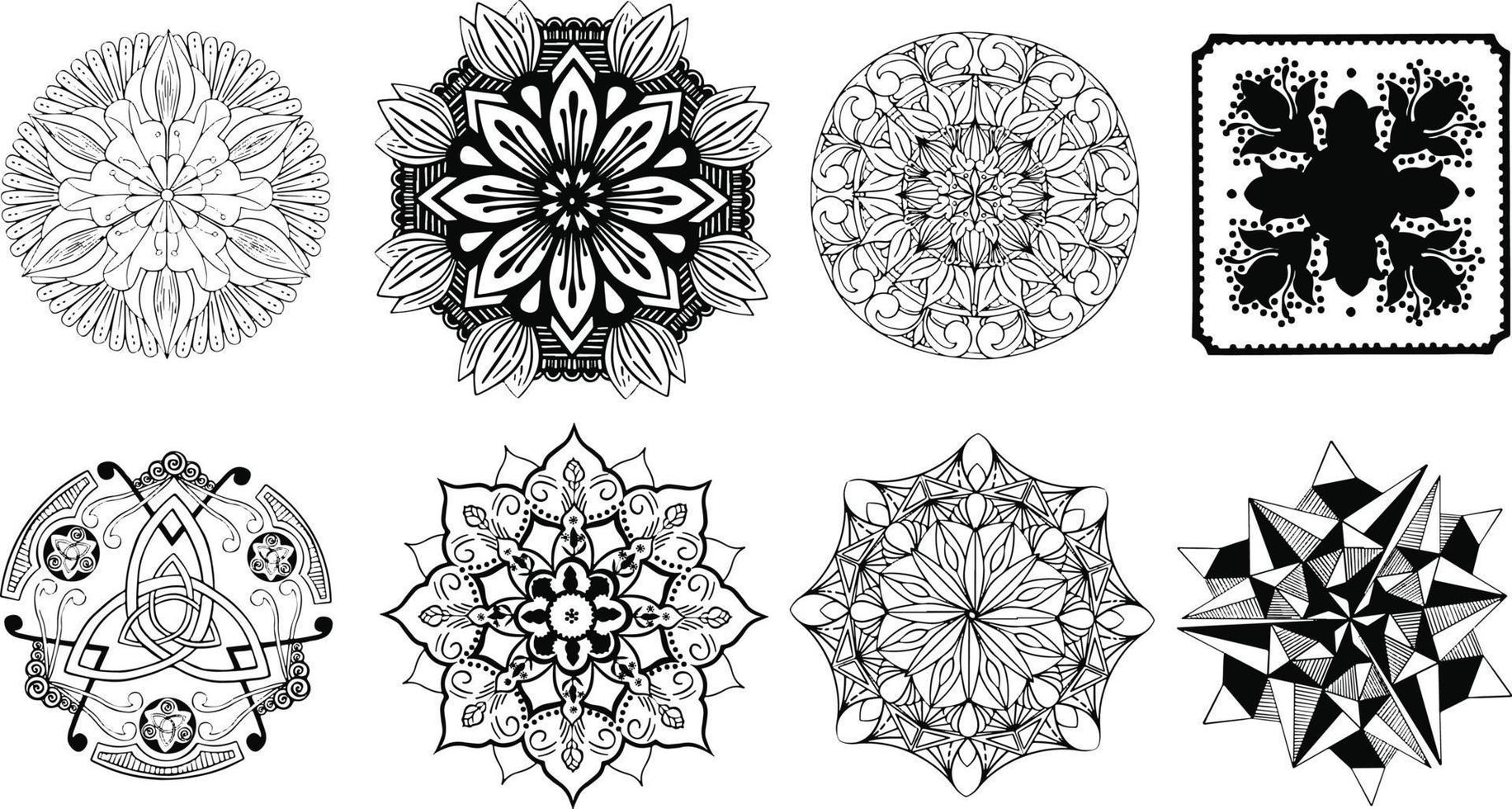 padrão circular em forma de mandala para henna, mehndi, tatuagem, decoração. ornamento decorativo em estilo étnico oriental. página do livro para colorir. . ilustração vetorial vetor