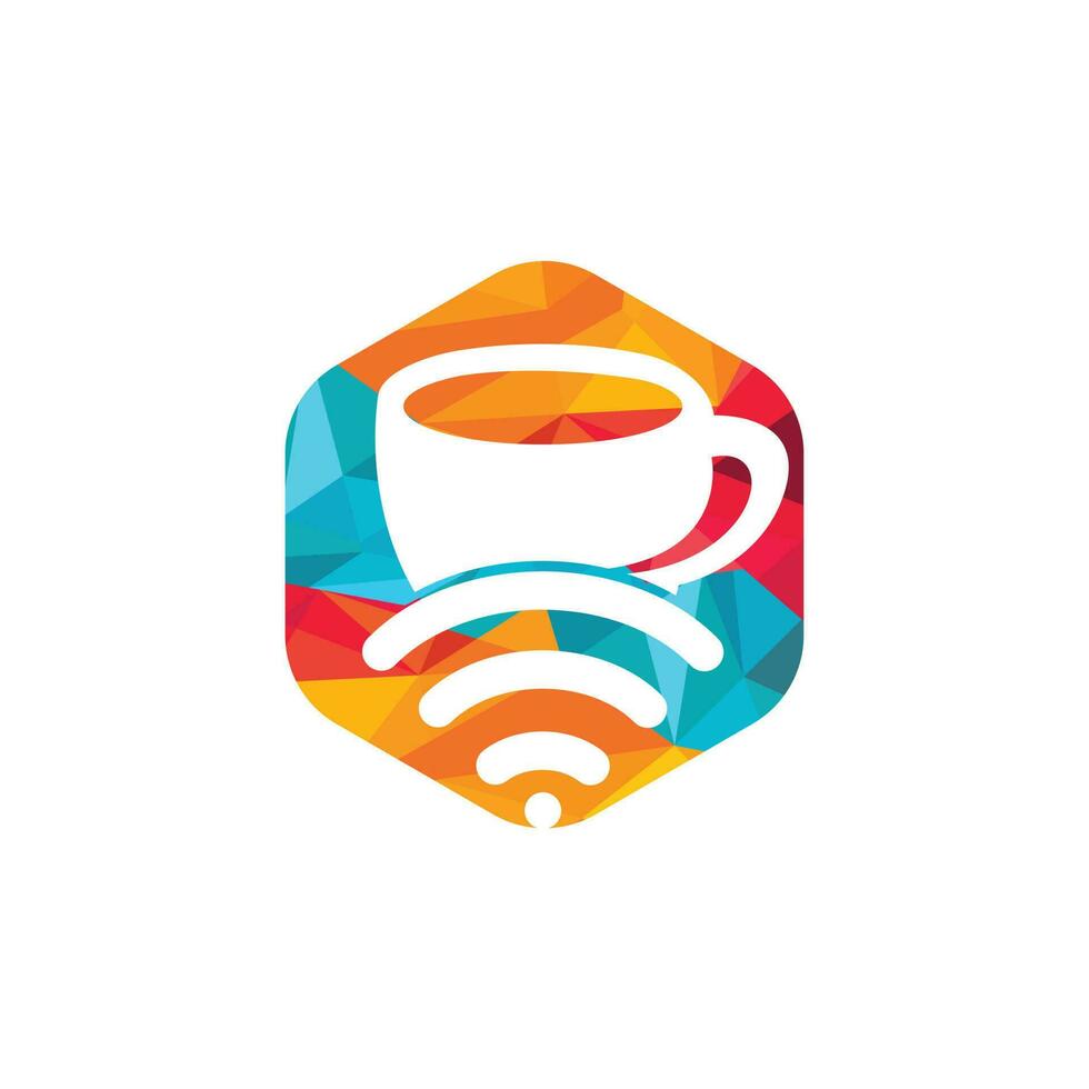 xícara de café com logotipo de ícone vetorial wifi. modelo de design de logotipo criativo para café ou restaurante. vetor