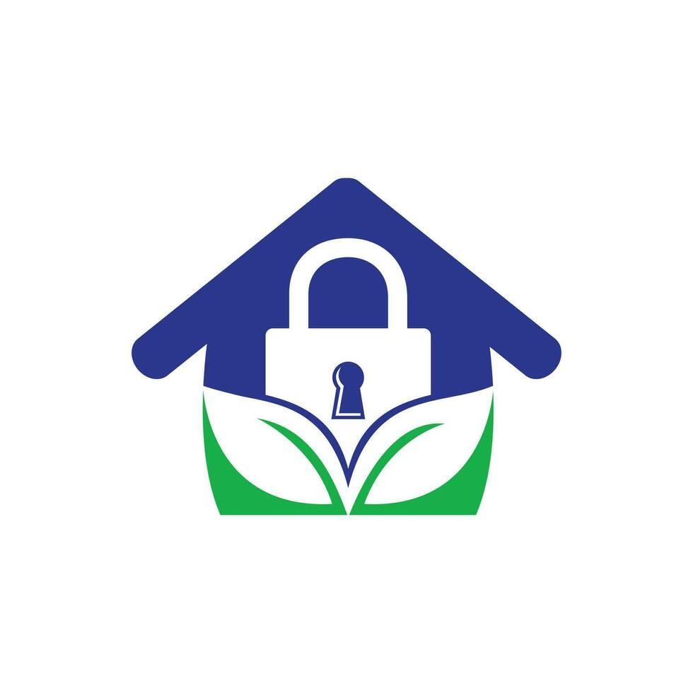 design de logotipo de vetor de folha de cadeado. conceito de design de logotipo de bloqueio de segurança da natureza.