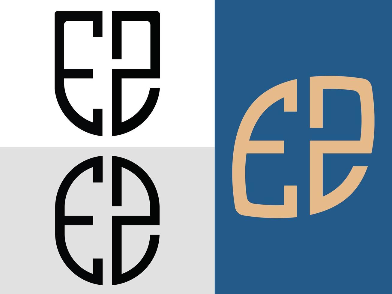 pacote de designs de logotipo ez de letras iniciais criativas. vetor