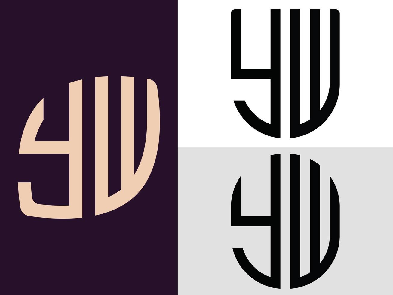 pacote de designs de logotipo yw de letras iniciais criativas. vetor