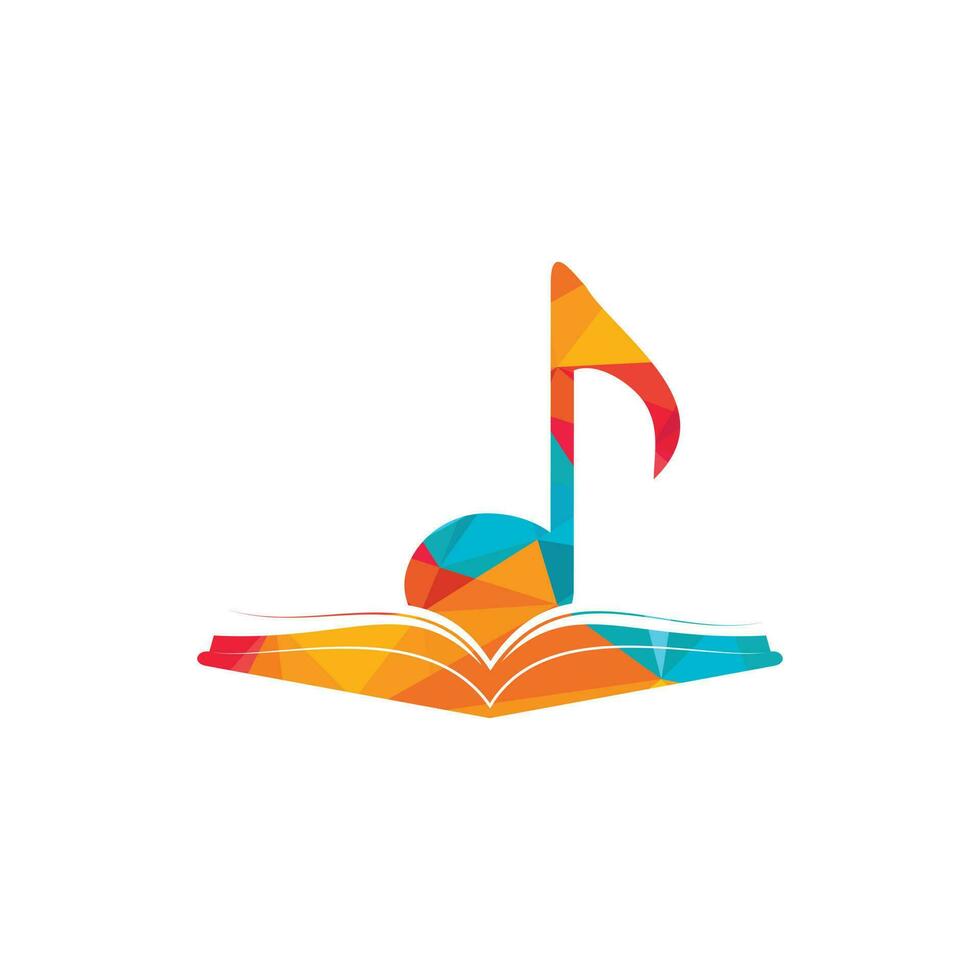 design de logotipo de vetor de livro de música. design de ícone de nota de livro e música.