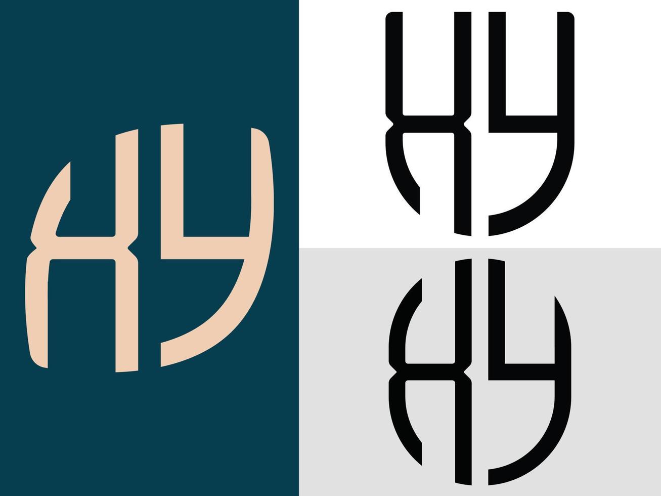pacote de designs de logotipo xy de letras iniciais criativas. vetor