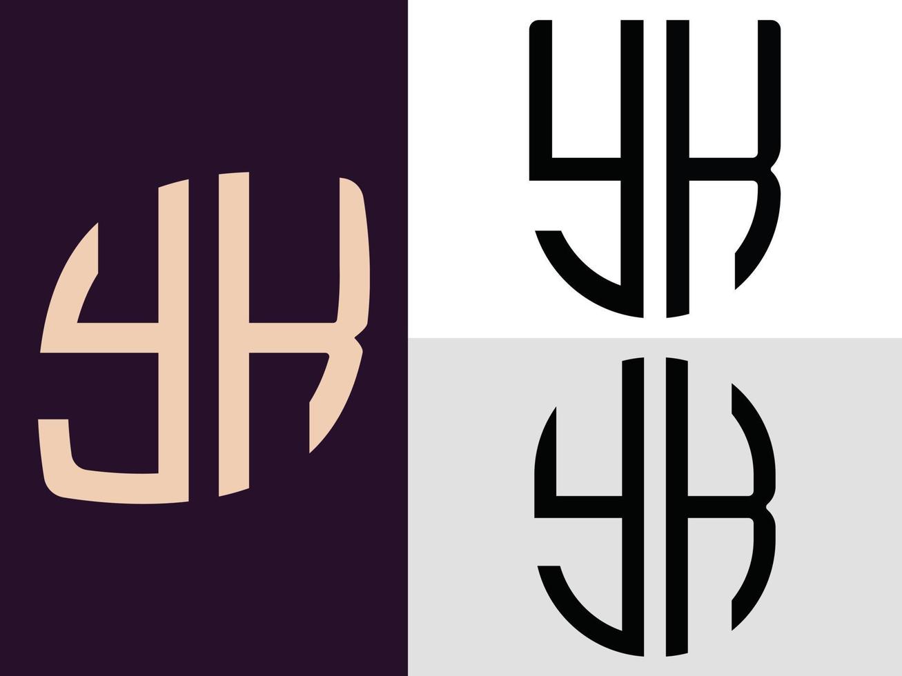 pacote de designs de logotipo de letras iniciais criativas yk. vetor