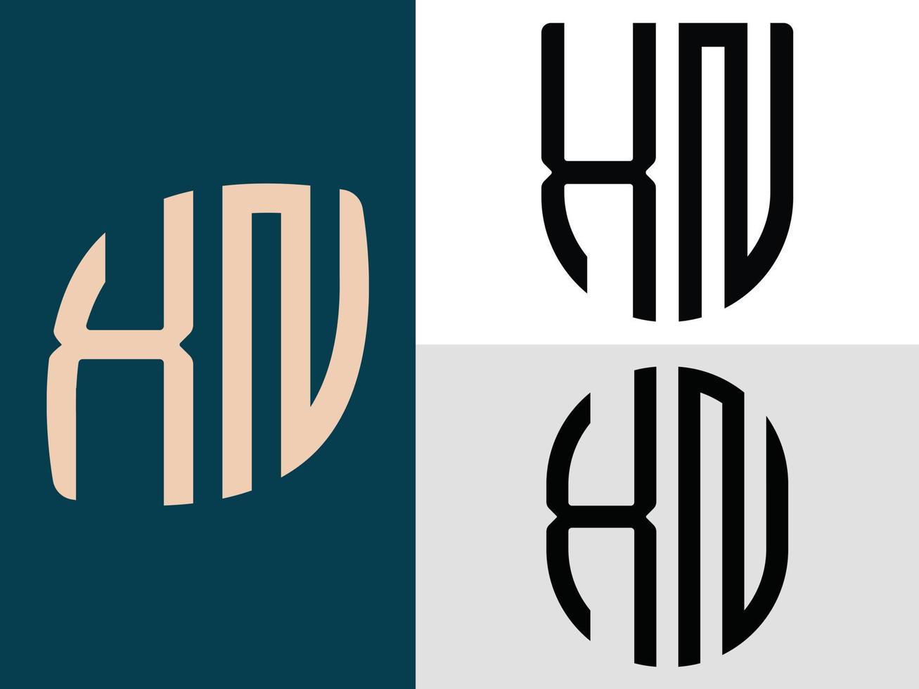 pacote de designs de logotipo criativo de letras iniciais xn. vetor
