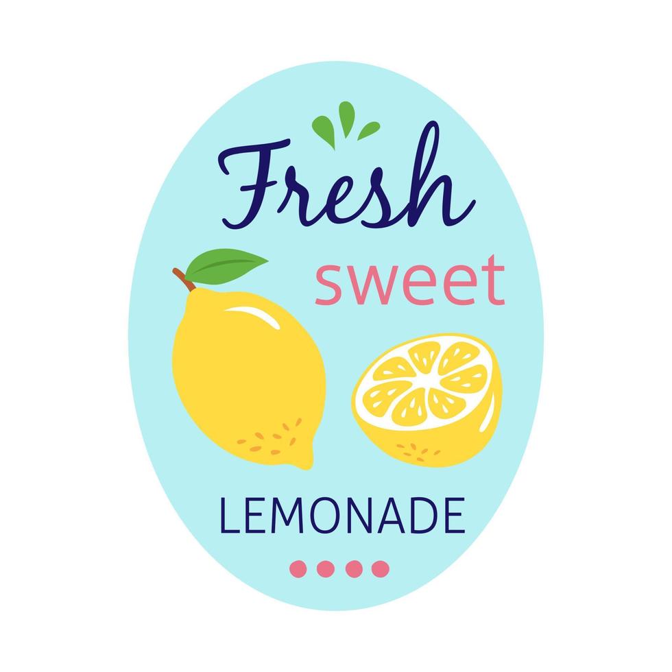 texto fresco de limonada doce com limão vetor
