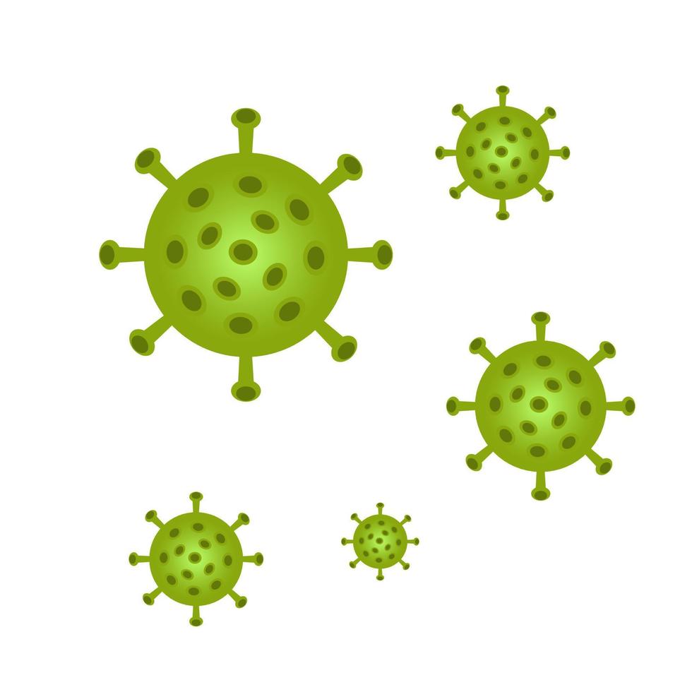 sinais verdes de coronavírus voando no ar vetor