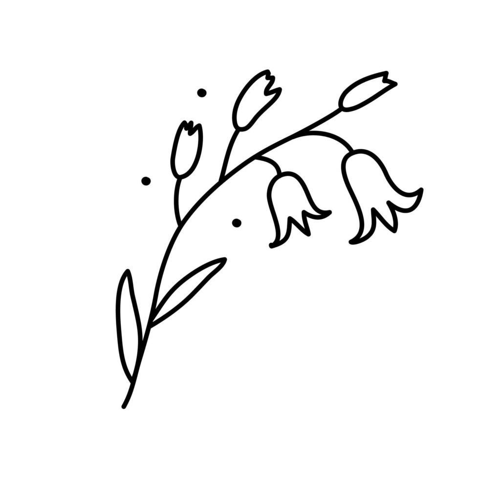 flor de sino em estilo de linha em fundo branco. ilustração em vetor de uma flor selvagem em estilo doodle. perfeito como um logotipo ou emblema