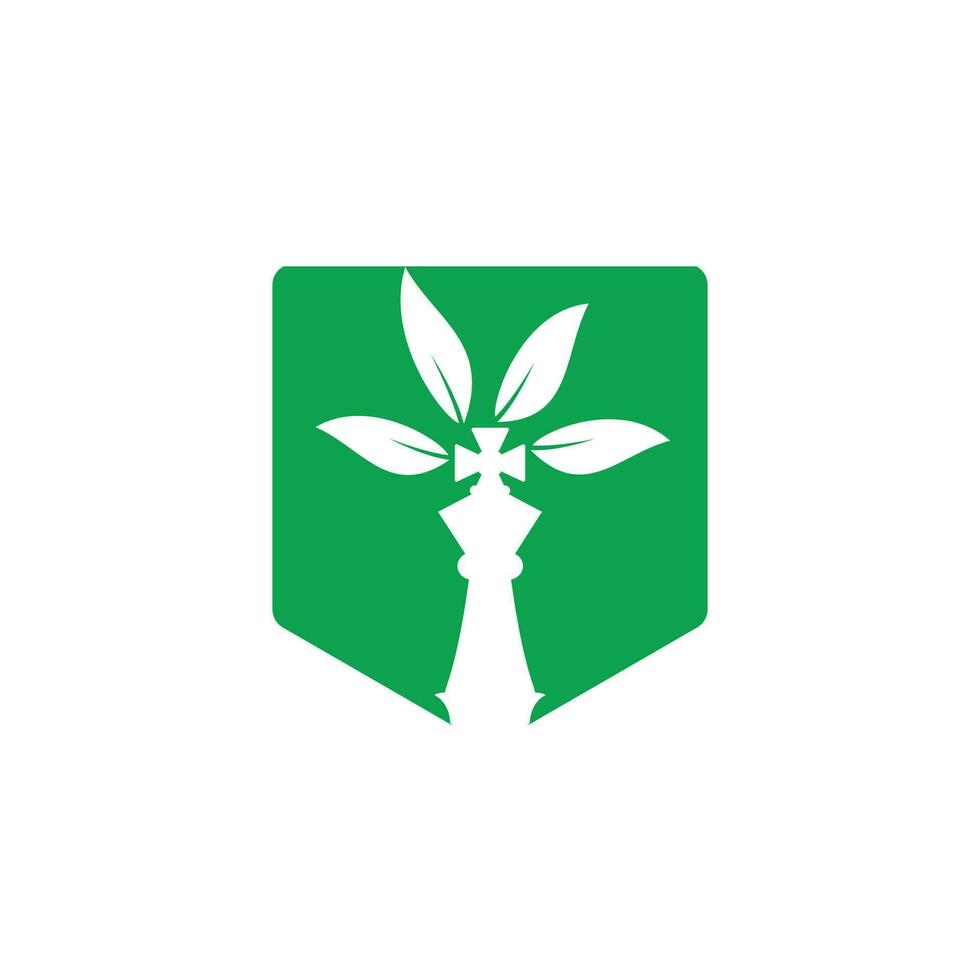 design de logotipo de vetor de árvore de xadrez. conceito de logotipo de estratégia verde de natureza.