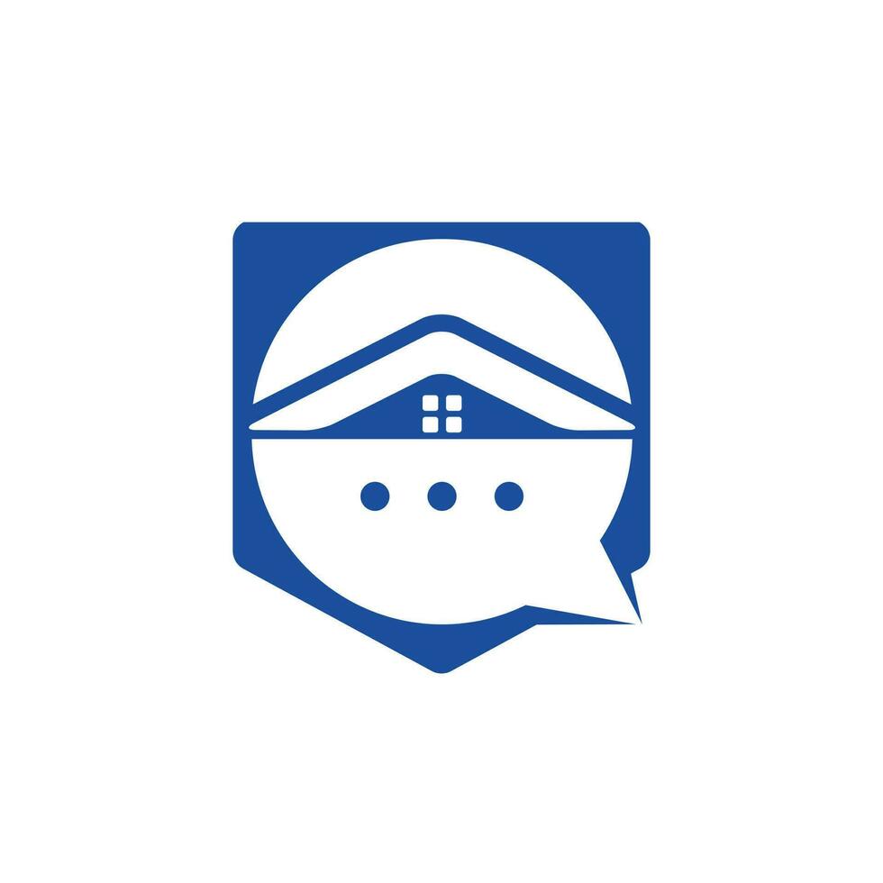 chat design de logotipo de vetor em casa. conceito de design de logotipo de vetor de casa de bate-papo on-line.